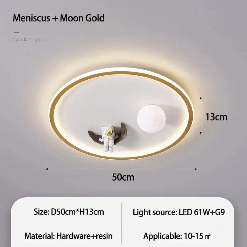  Lampe de plafond pour chambre d'enfant au design moderne et animé | Marco Lucetti Ménisque lune-or / Changeable