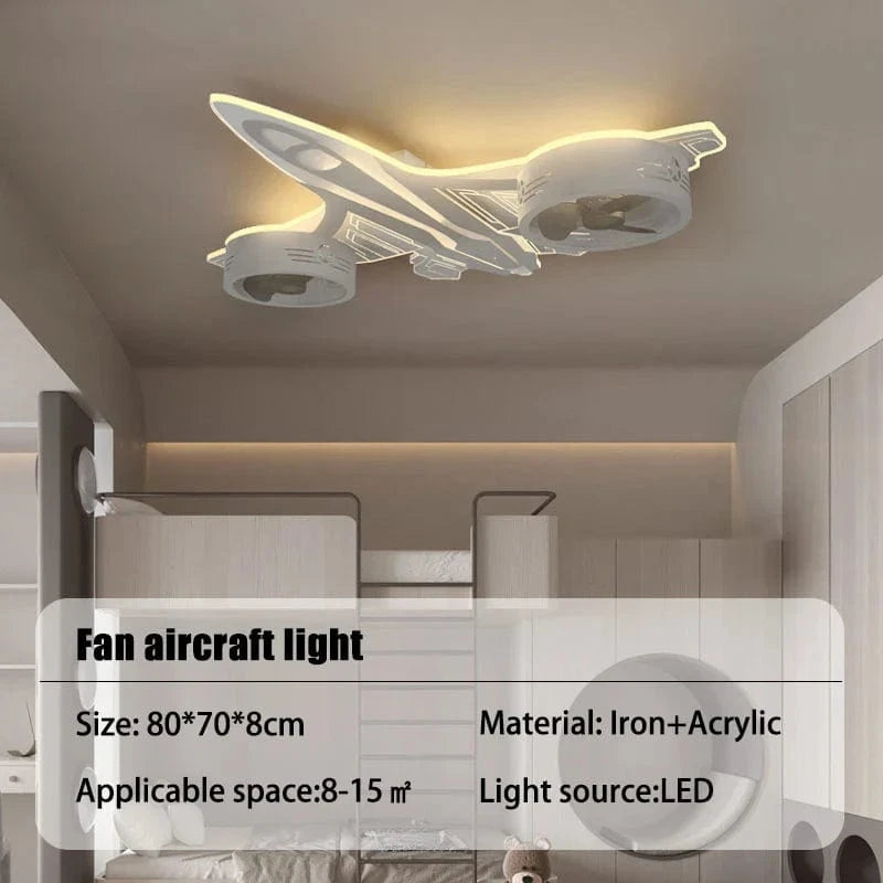  Lampe de Plafond pour Chambre d'Enfants avec Contrôle à Distance - Moderne et Élégant | Marco Lucetti Ventilateur de plafond pour avion / 3 couleurs
