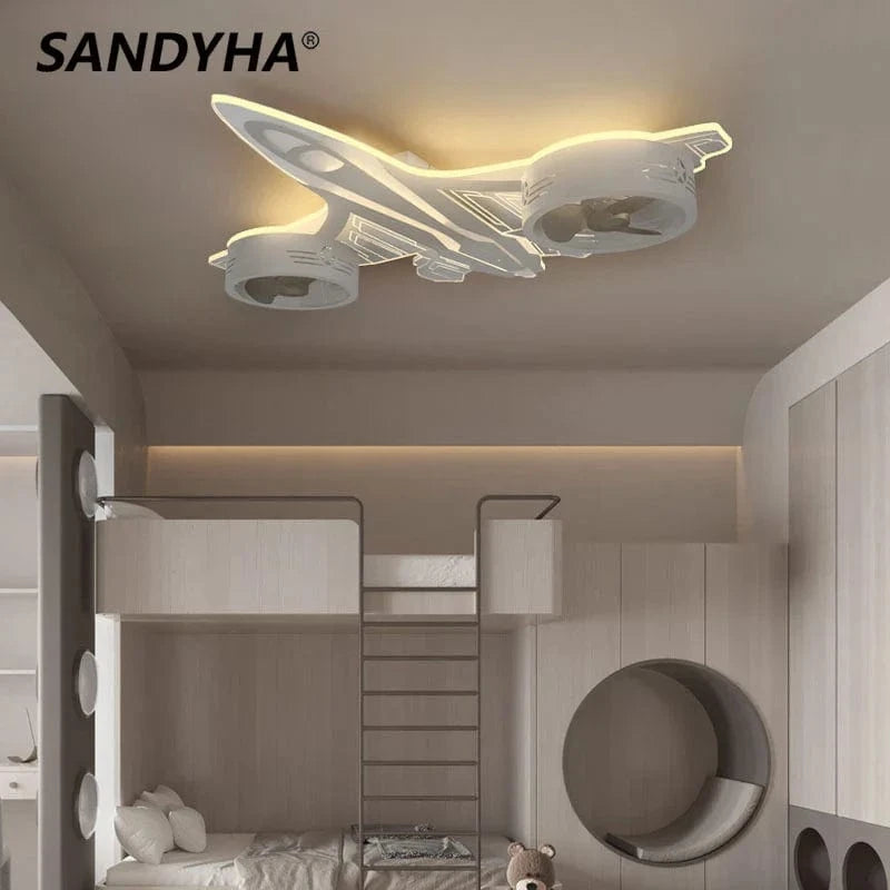  Lampe de Plafond pour Chambre d'Enfants avec Contrôle à Distance - Moderne et Élégant | Marco Lucetti Ventilateur de plafond pour avion / 3 couleurs