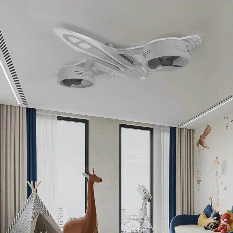  Lampe de Plafond pour Chambre d'Enfants avec Contrôle à Distance - Moderne et Élégant | Marco Lucetti Ventilateur de plafond pour avion / 3 couleurs
