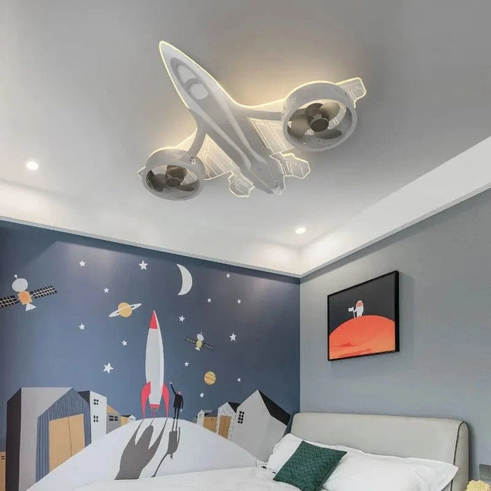  Lampe de Plafond pour Chambre d'Enfants avec Contrôle à Distance - Moderne et Élégant | Marco Lucetti Ventilateur de plafond pour avion / 3 couleurs