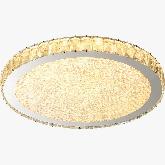 Plafonnier rond ultra-mince en cristal LED moderne - Luxe Illuminate