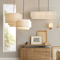 Lampe de style japonais Camden en suspension avec abat-jour en tissu minimaliste | Marco Lucetti