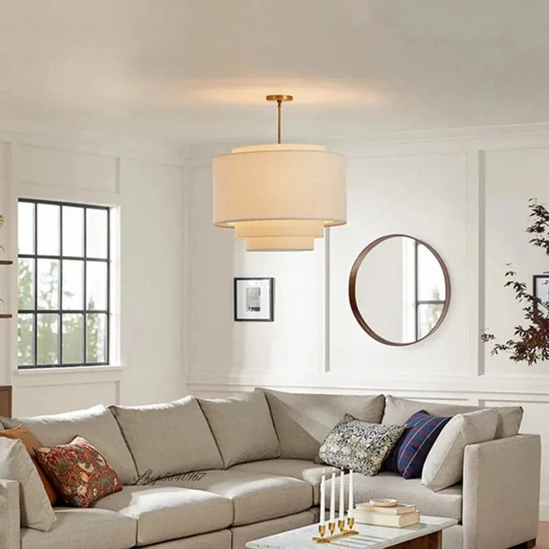 Lampe de style japonais Camden en suspension avec abat-jour en tissu minimaliste | Marco Lucetti