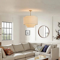 Lampe de style japonais Camden en suspension avec abat-jour en tissu minimaliste | Marco Lucetti