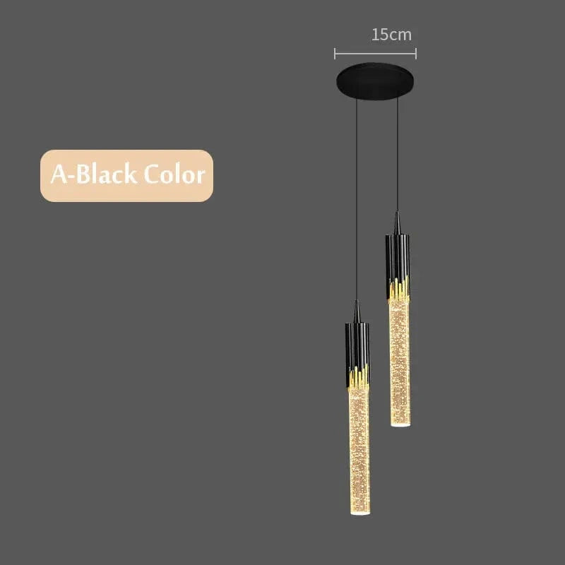 Lampe de suspension en cristal luxueuse avec télécommande LED 220V. | Marco Lucetti Un Noir 1 / Lumière chaude