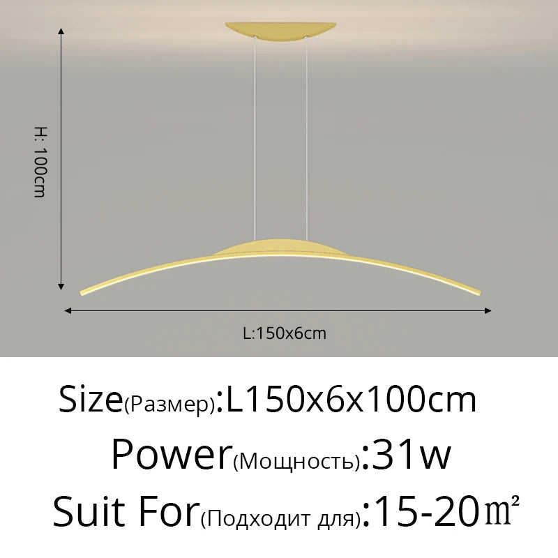 Lustre Long LED Minimaliste Éclat Moderne avec Hauteur Réglable