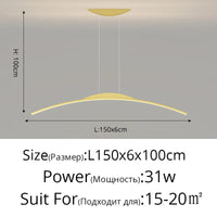 Lustre Long LED Minimaliste Éclat Moderne avec Hauteur Réglable