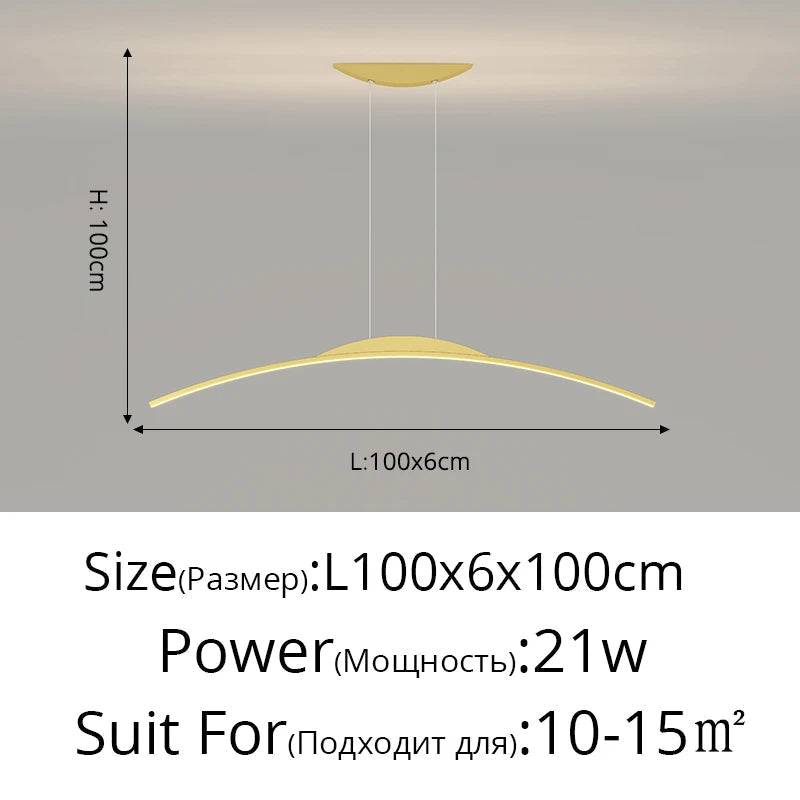 Lustre Long LED Minimaliste Éclat Moderne avec Hauteur Réglable