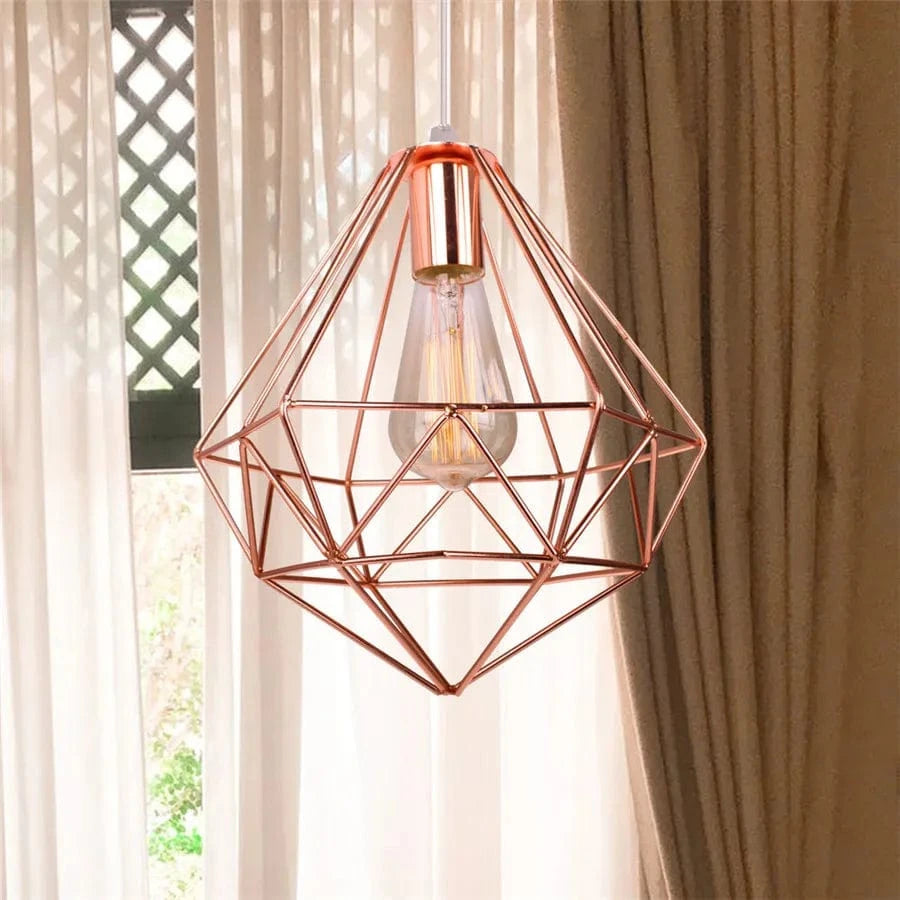 Lampe de suspension suspendue en cage en fer Loft Moderne - Or Rose | Marco Lucetti