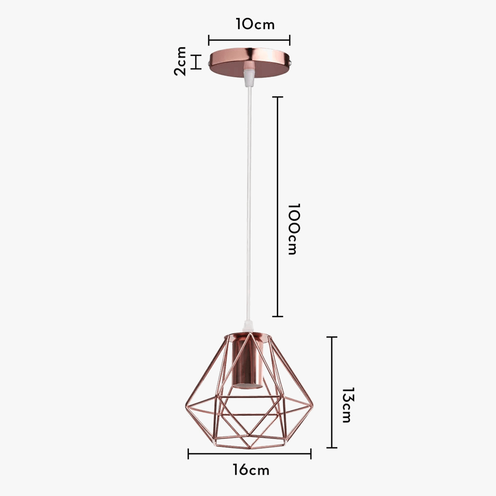 Lampe de suspension suspendue en cage en fer Loft Moderne - Or Rose | Marco Lucetti 3