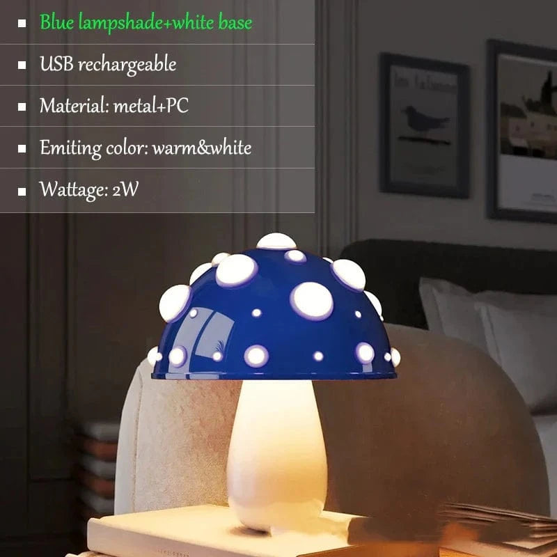 Lampe de Table LED "Mushroom Glow" | Marco Lucetti 2W bleu