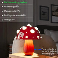 Lampe de Table LED "Mushroom Glow" | Marco Lucetti 2W Grain de bois rouge