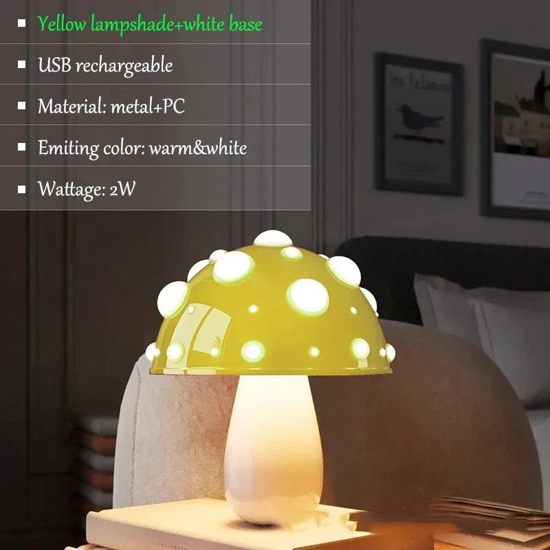 Lampe de Table LED "Mushroom Glow" | Marco Lucetti 2W jaune