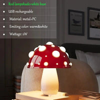 Lampe de Table LED "Mushroom Glow" | Marco Lucetti 2W rouge