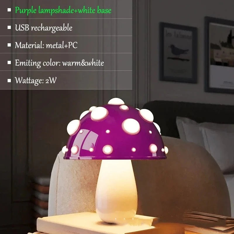 Lampe de Table LED "Mushroom Glow" | Marco Lucetti 2W violet
