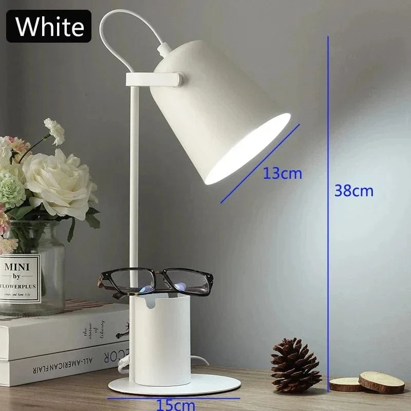 Lampe de Table LED Nordique avec Porte-stylo et Protection des Yeux | Marco Lucetti Blanc / Prise américaine