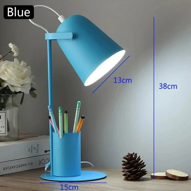Lampe de Table LED Nordique avec Porte-stylo et Protection des Yeux | Marco Lucetti Bleu / Prise américaine