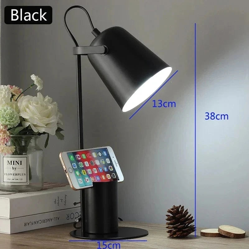 Lampe de Table LED Nordique avec Porte-stylo et Protection des Yeux | Marco Lucetti Noir / Prise américaine