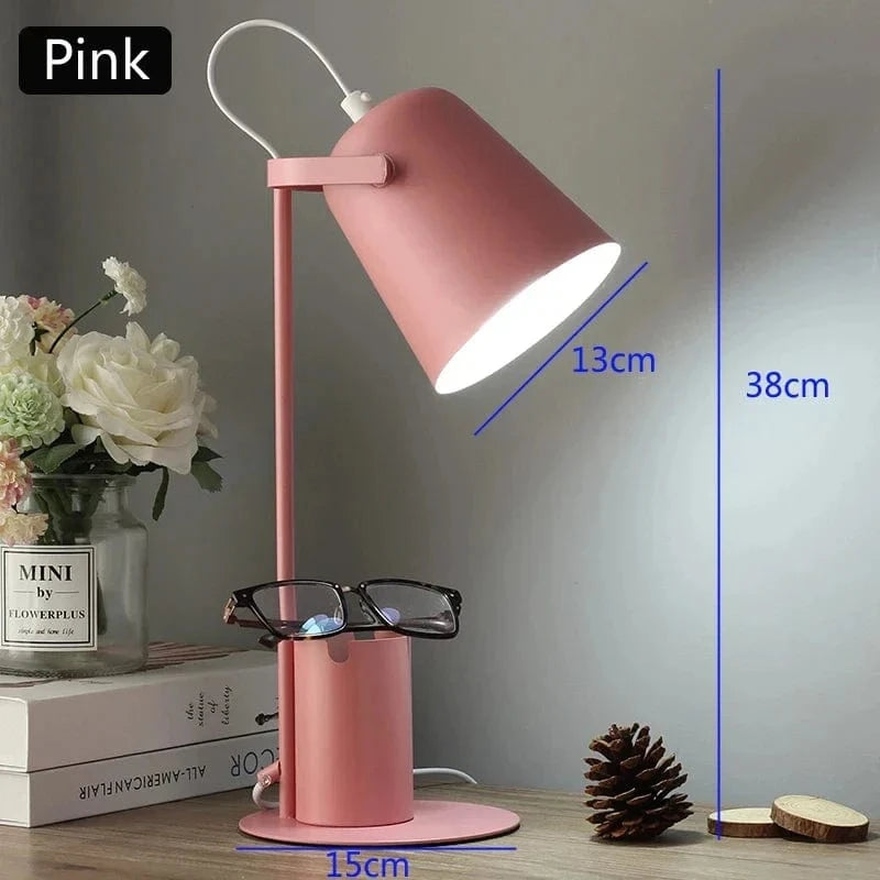 Lampe de Table LED Nordique avec Porte-stylo et Protection des Yeux | Marco Lucetti Rose / Prise UE