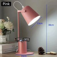 Lampe de Table LED Nordique avec Porte-stylo et Protection des Yeux | Marco Lucetti Rose / Prise UE