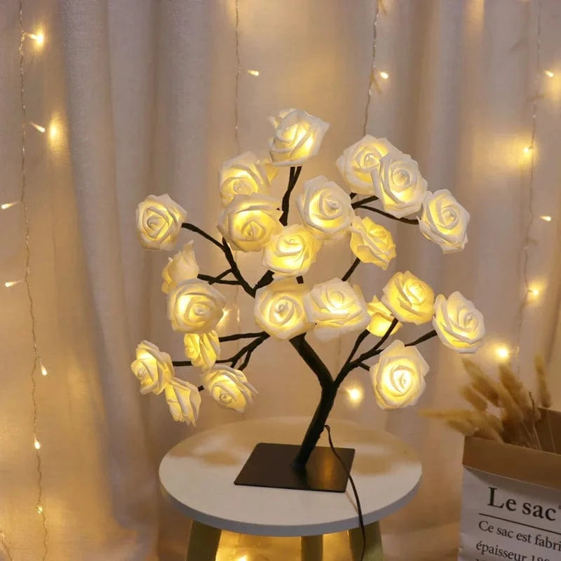 Lampe de table LED Nordique Cherry Blossom Crystal Veilleuse | Marco Lucetti 24Leds blanches