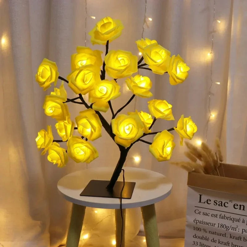 Lampe de table LED Nordique Cherry Blossom Crystal Veilleuse | Marco Lucetti 24Leds rose jaune