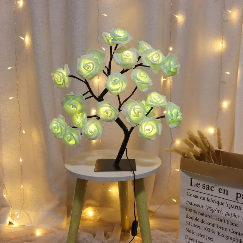 Lampe de table LED Nordique Cherry Blossom Crystal Veilleuse | Marco Lucetti 24Leds rose verte