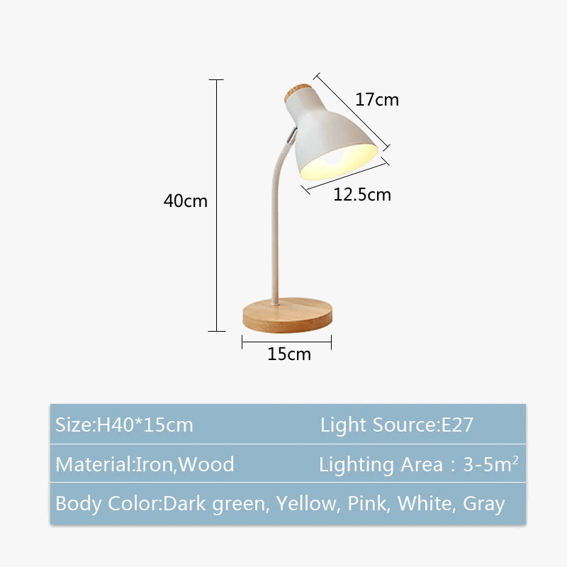 Lampe de table LED nordique en bois et fer avec protection oculaire | Marco Lucetti