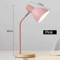 Lampe de table LED nordique en bois et fer avec protection oculaire | Marco Lucetti Rose / Prise UE