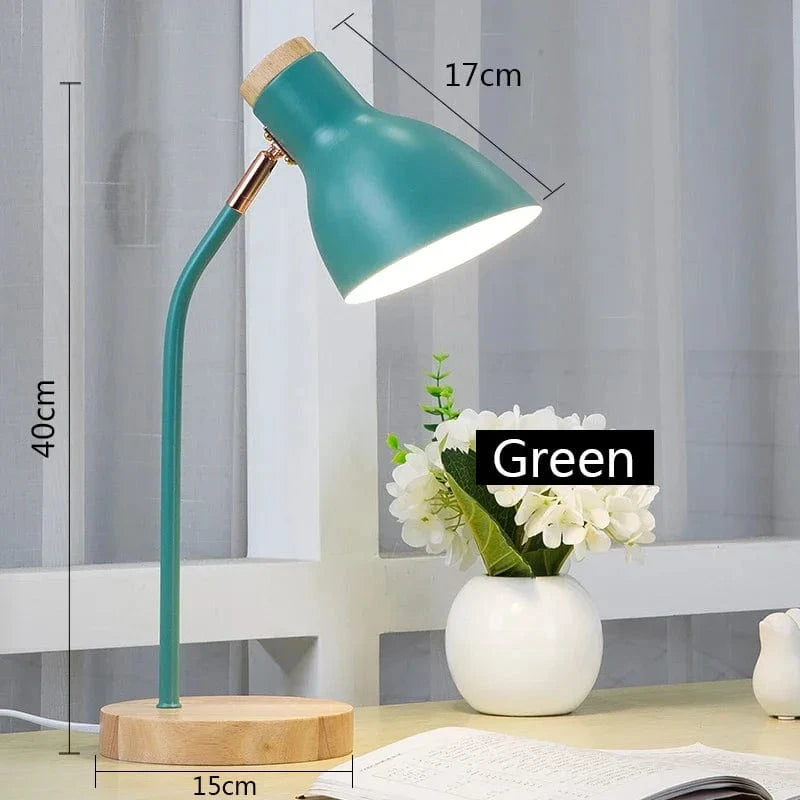 Lampe de table LED nordique en bois et fer avec protection oculaire | Marco Lucetti Vert / Prise UE