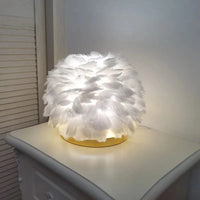 Lampe de Table Luxe en plumes roses et blanches naturelles | Marco Lucetti