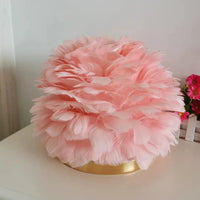 Lampe de Table Luxe en plumes roses et blanches naturelles | Marco Lucetti Lampe de table abricot / Prise américaine