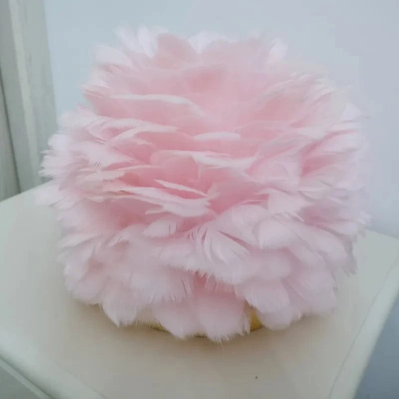 Lampe de Table Luxe en plumes roses et blanches naturelles | Marco Lucetti Lampe de table rose / Prise américaine