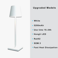 Lampe de table sans fil en métal noir, style varié.