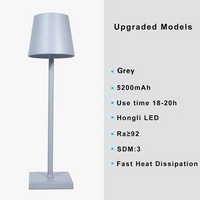Lampe de table sans fil en métal noir, style varié.