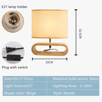 Lampe de table nordique en bois - Créativité moderne avec abat-jour en lin