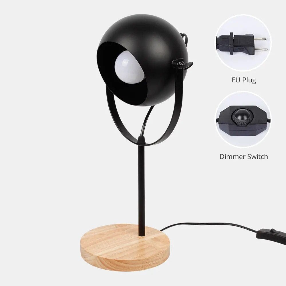 Lampe de table nordique en bois et métal à intensité réglable | Marco Lucetti EUPlug Gradateur Nobulb