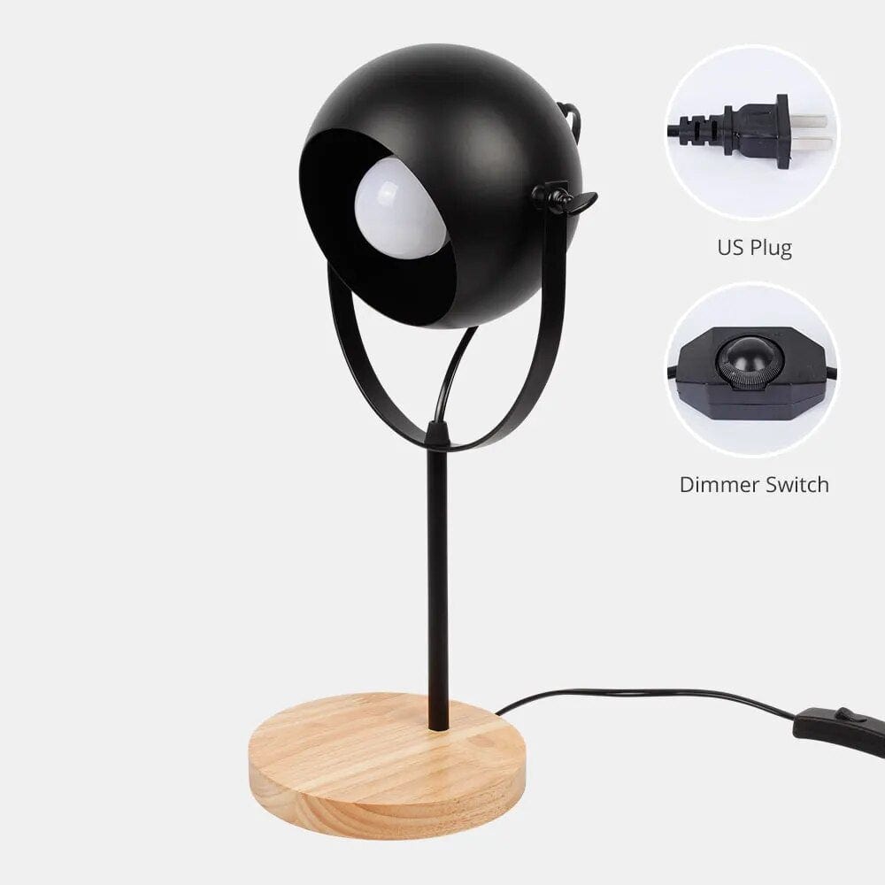 Lampe de table nordique en bois et métal à intensité réglable | Marco Lucetti Gradateur USPlug Nobulb