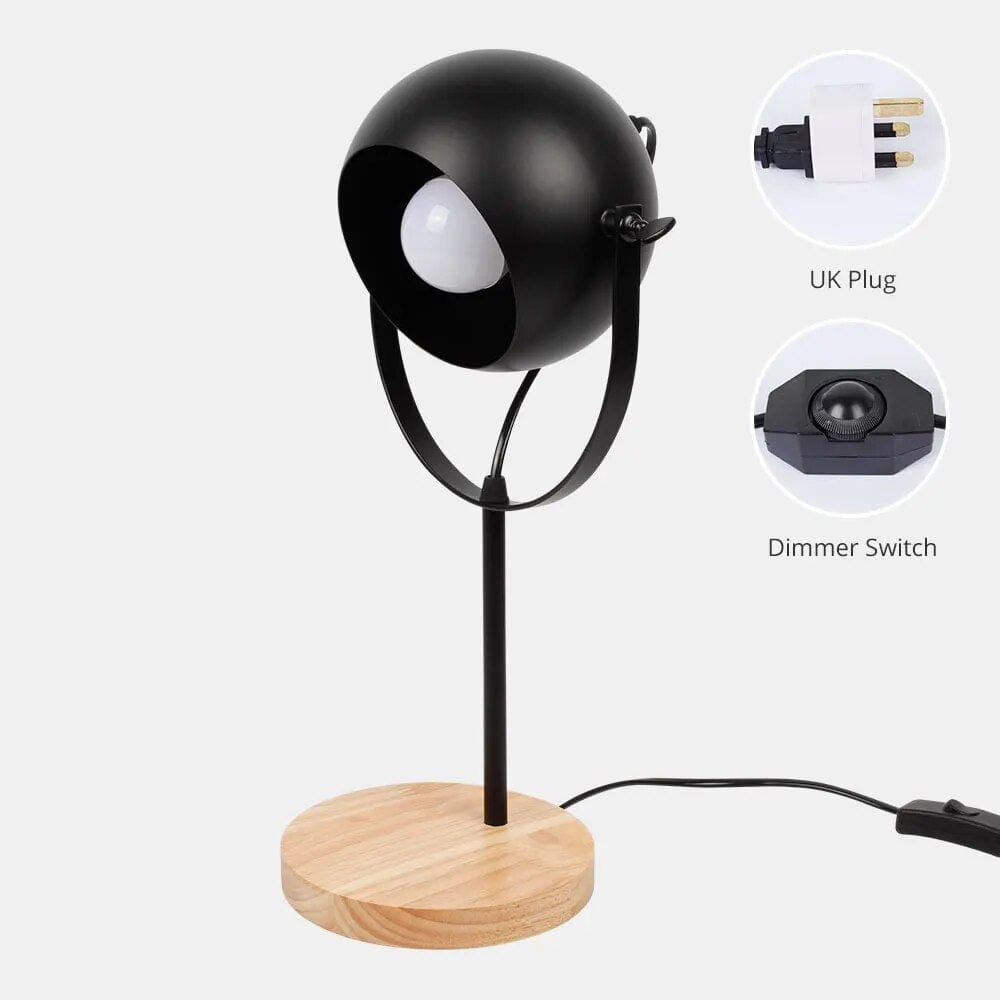 Lampe de table nordique en bois et métal à intensité réglable | Marco Lucetti UKPlug Gradateur Nobulb