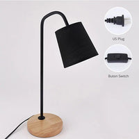 Lampe de Table Nordique en Bois LED - Veilleuse pour Bureau, Lit et Salon | Marco Lucetti Bouton noir sans ampoule