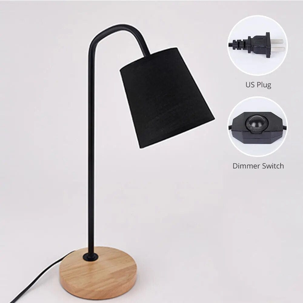 Lampe de Table Nordique en Bois LED - Veilleuse pour Bureau, Lit et Salon | Marco Lucetti Gradateur noir sans ampoule