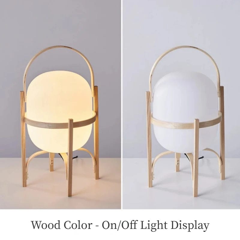 Lampe de table nordique en verre avec panier en bois - Édition Limitée | Marco Lucetti