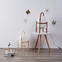Lampe de table nordique en verre avec panier en bois - Édition Limitée | Marco Lucetti