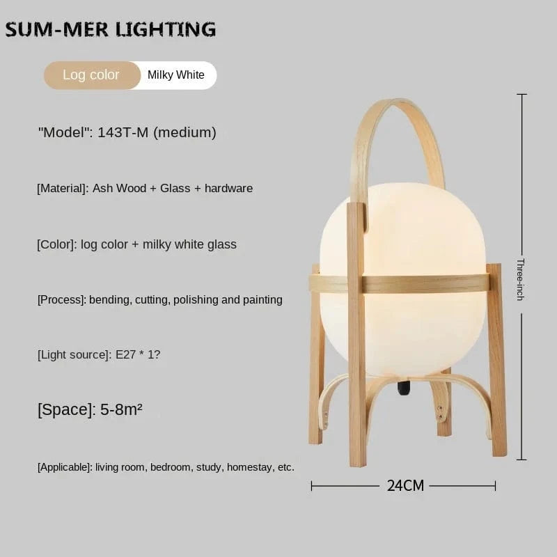 Lampe de table nordique en verre avec panier en bois - Édition Limitée | Marco Lucetti A 24x41cm / Prise américaine