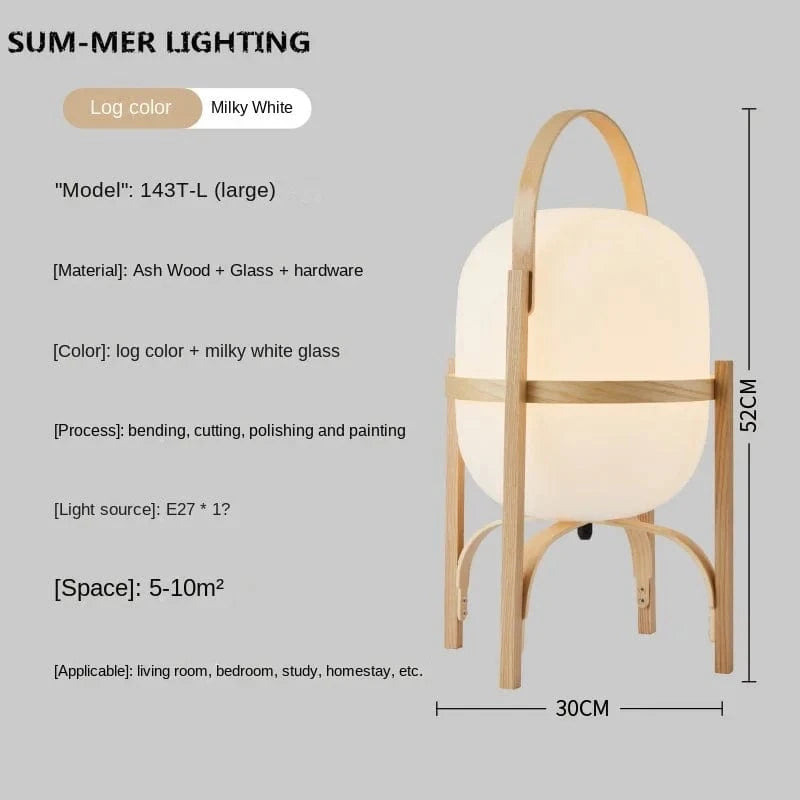 Lampe de table nordique en verre avec panier en bois - Édition Limitée | Marco Lucetti A 30x50cm / Prise britannique