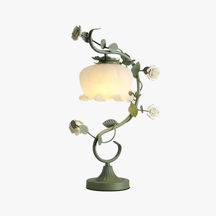Lampe de table rétro en verre sculpté - Élégance florale | Marco Lucetti