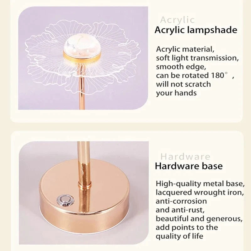 Lampe de table rétro or acrylique papillon LED - Éclairage élégant pour hôtel, villa et salon | Marco Lucetti