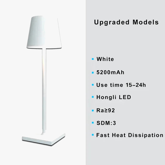 Lampe de table sans fil en métal noir, style varié. | Marco Lucetti