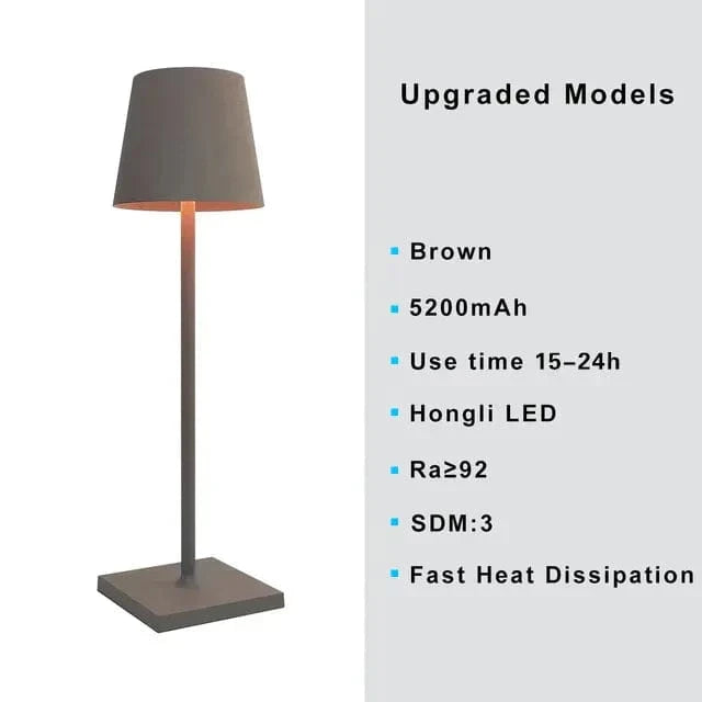 Lampe de table sans fil en métal noir, style varié. | Marco Lucetti Brun